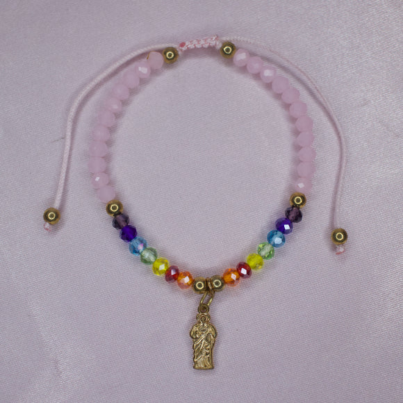 Pink  San Judas Adjustable Bracelet