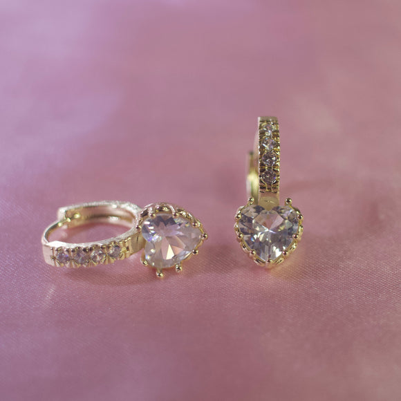 White Heart Hoop Earrings