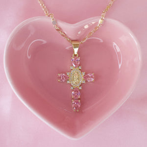 Pink Virgencita Cross