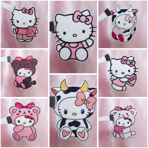 Holographic Heart Cat Sticker(8 Random Stickers)
