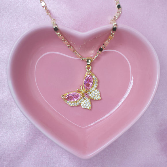 Pink Butterfly Necklace