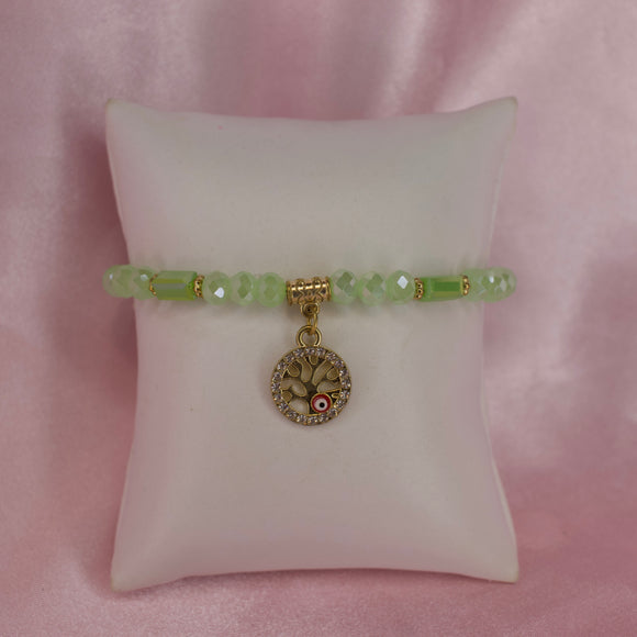 Green Evil Eye Tree Of Life Bracelet