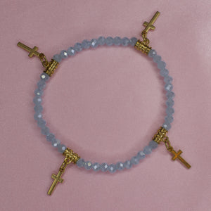 Blue Cross Charm Bracelet