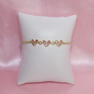 Adjustable Pink Heart  Bracelet