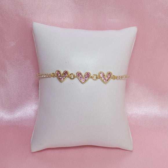 Adjustable Pink Heart  Bracelet
