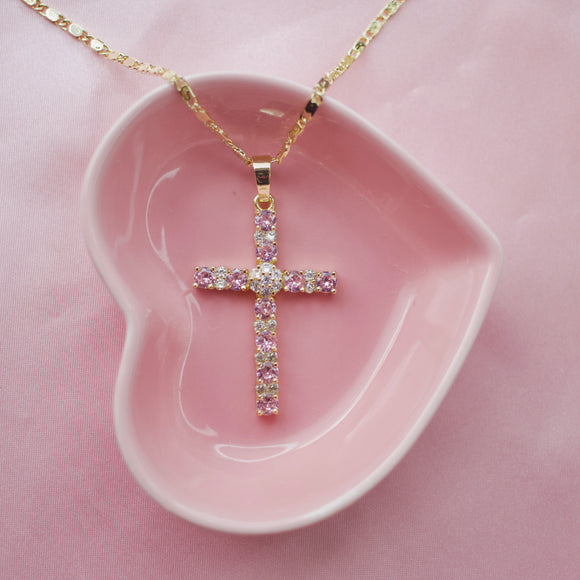 Pink Cross Necklace