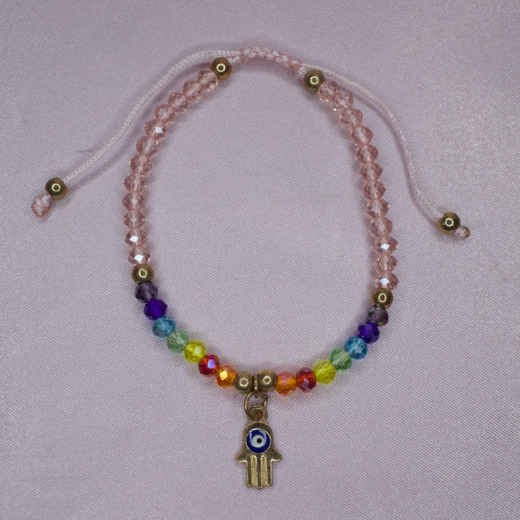 Pink Adjustable Hamsa Bracelet