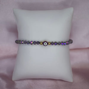 Adjustable Dark Purple Evil Eye Bracelet