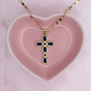 Dark Blue Cross Necklace