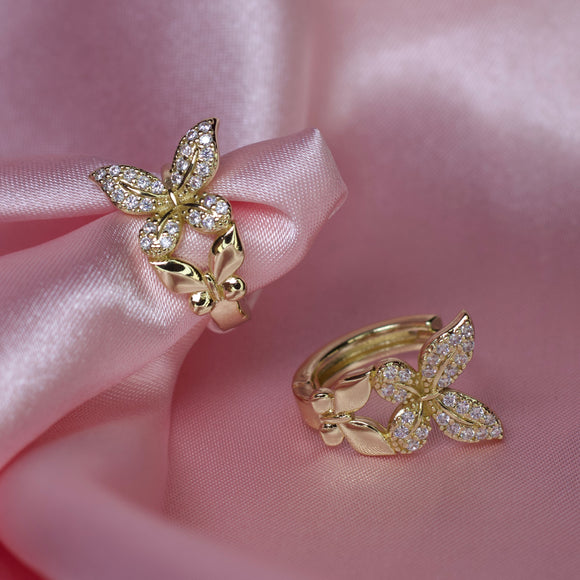 Double Butterfly Hoop Earrings