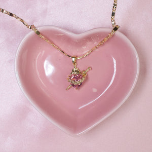 Pink Thorn Heart Necklace