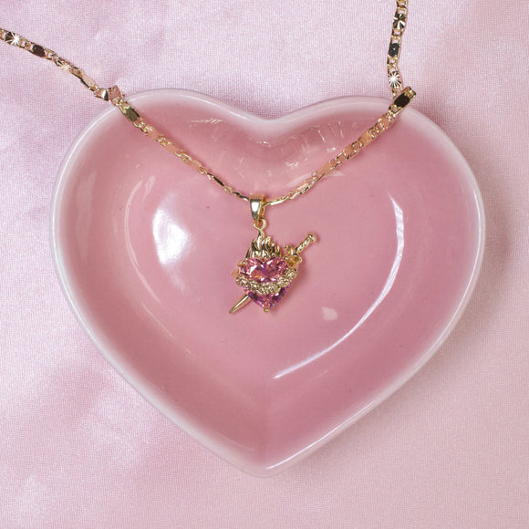 Pink Thorn Heart Necklace