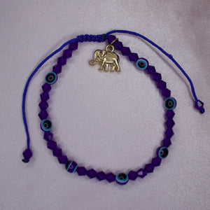 Blue Evil Eye/Elephant Adjustable  Bracelet