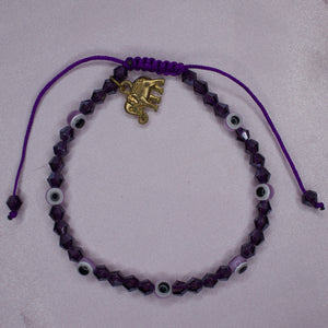 Purple Evil Eye/Elephant Adjustable  Bracelet