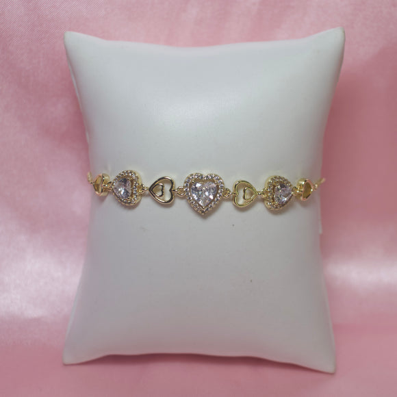 Adjustable 3 Heart Bracelet