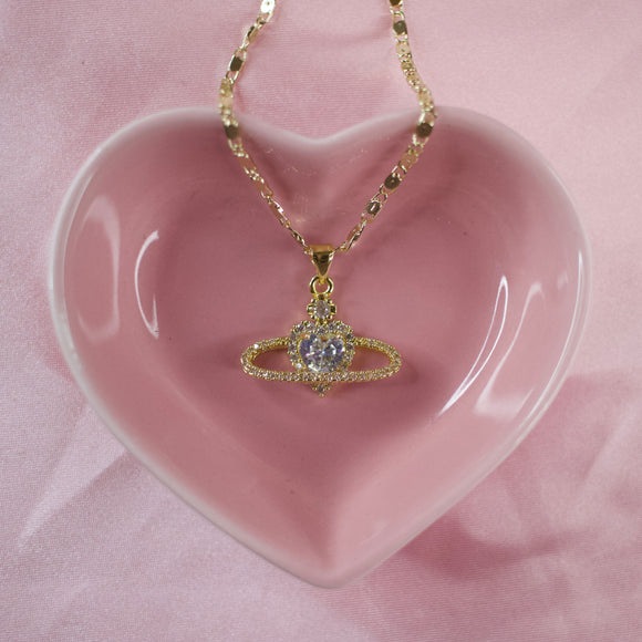 Saturn Heart Necklace