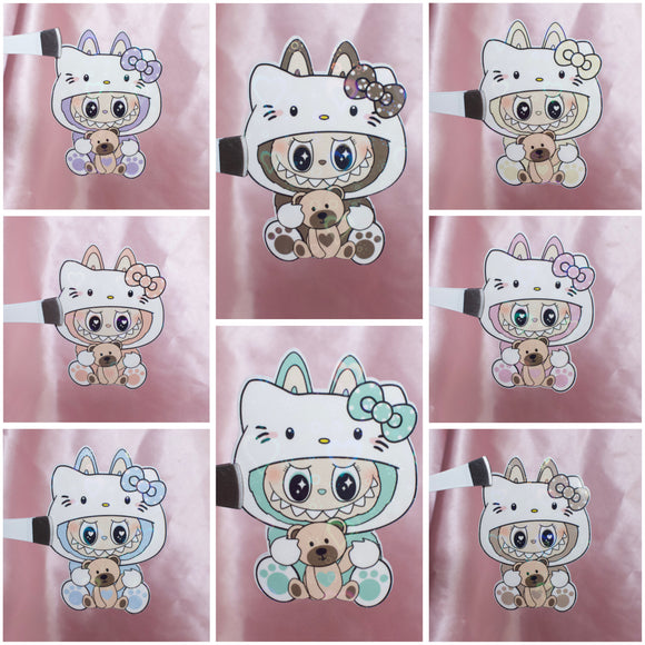 Holographic Heart Kitty Sticker(8 Random Stickers)