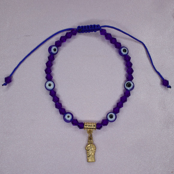 Blue Evil Eye/San Judas Adjustable  Bracelet