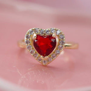 Adjustable Red Heart Ring