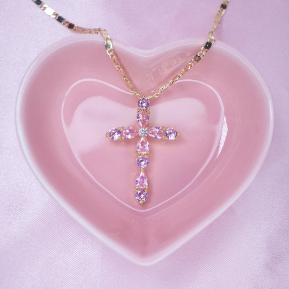 Pink Cross Necklace