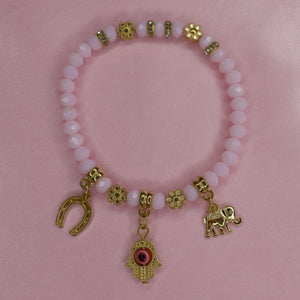 Matt Pink Evil Eye Bracelet