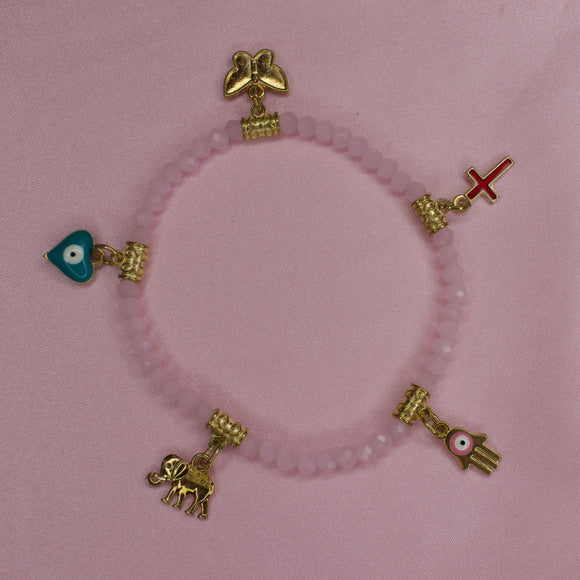 Pink Evil Eye Charm Bracelet