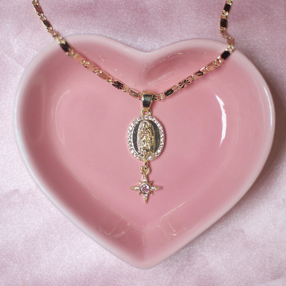 Pink Virgencita Star Necklace
