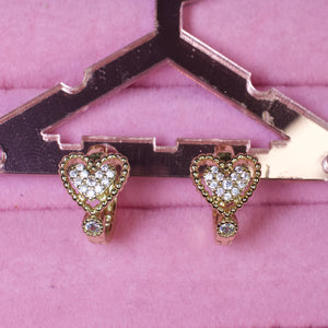 Diamond Heart Hoop Earrings