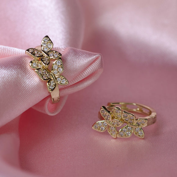 Double Butterfly Hoop Earrings