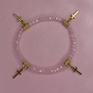 Pink Cross Charm Bracelet