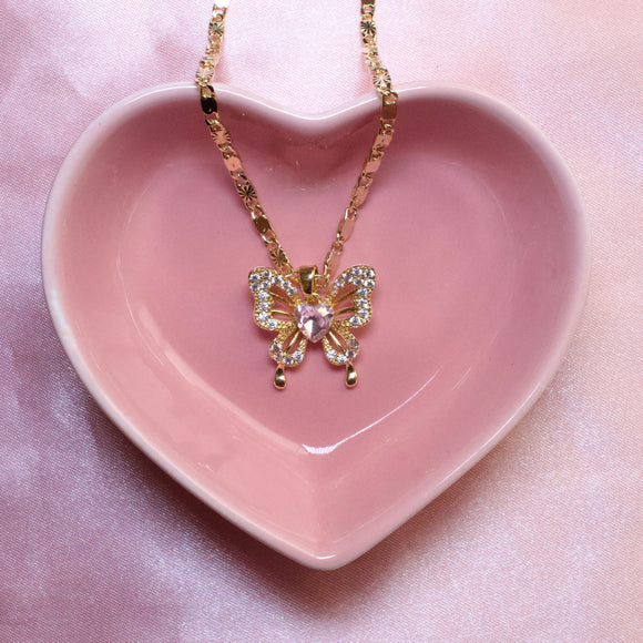 Pink Butterfly Necklace