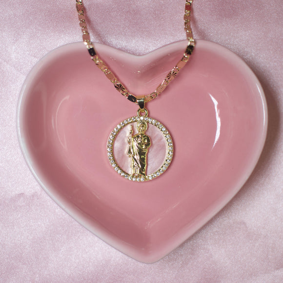 Pink San Judas Necklace