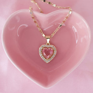 Pink heart necklace