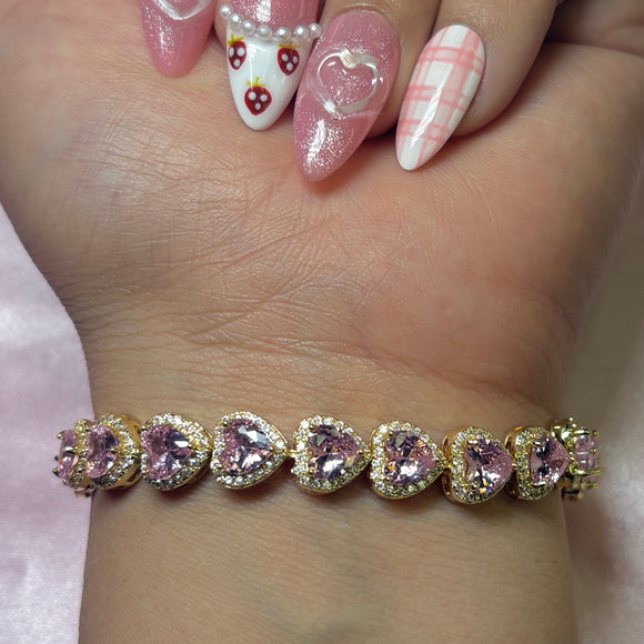 Pink Heart Bracelet(7 inches)