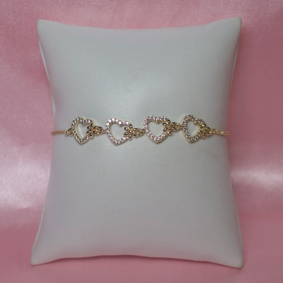 Adjustable Flower Heart Bracelet