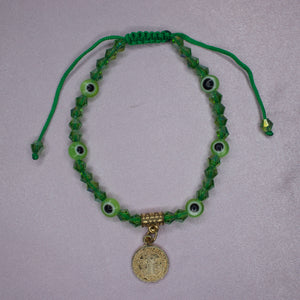 Green Evil Eye/San Benito Adjustable  Bracelet