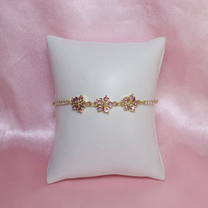 Adjustable Pink Flower Bracelet