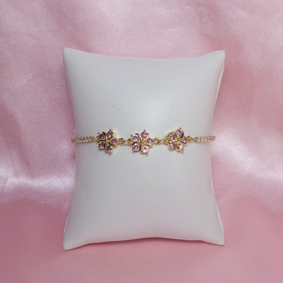 Adjustable Pink Flower Bracelet