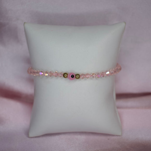 Adjustable Pink Evil Eye Bracelet