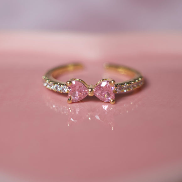 Adjustable Pink Bow Ring
