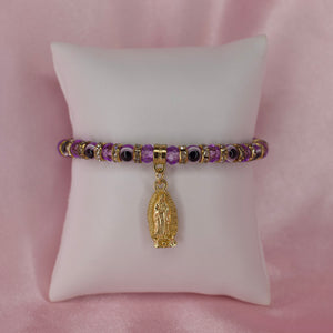 Purple Evil Eye Virgencita Bracelet