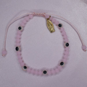 Pink Evil Eye/Virgencita Adjustable Bracy